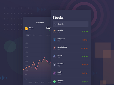 Cryptocurrency app Exploration admin panel android branding chart colorful creative design cryptocurrency dashboard data science financial illustration ios landing page minimal mobile app product ui ux vector web