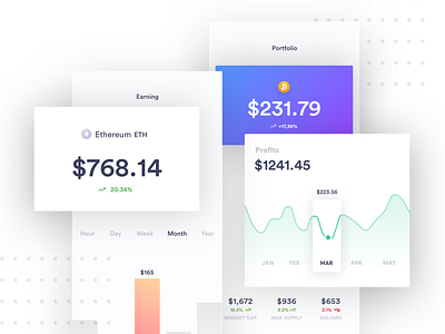 Cryptocurrency app Exploration admin panel android chart creative design cryptocurrency dashboard data science design financial icon illustration ios landing page logo minimal mobile app product ui ux web design