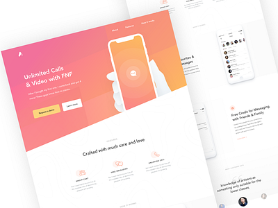 Messaging app landing page design