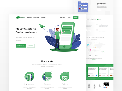 Remittance app landing page design admin panel android animation branding colorful creative design dashboard design illustration landing page logo minimal mobile app product typography ui ux vector web web design