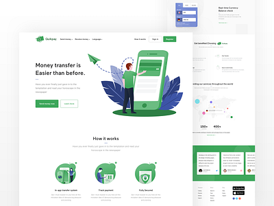 Remittance app landing page design