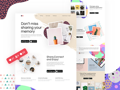 Gol Photo sharing app landing page android ios app mobile illustration landing page web design logo branding agency instagram mobile app product design trendy modern 2019 ui ux vector colorful