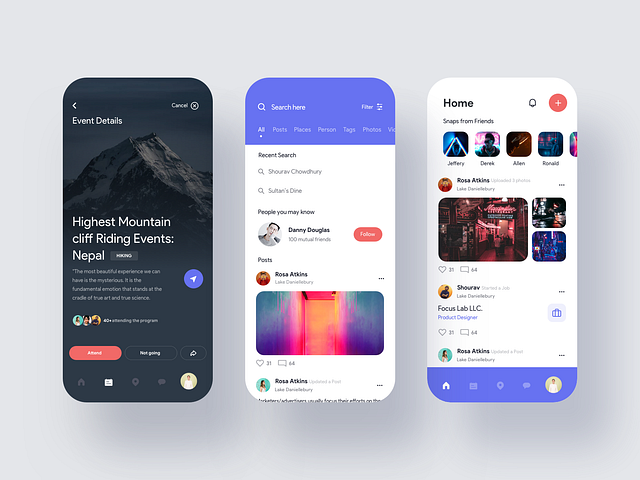 Social ios app ui design by Shourav 🔥 for Nice100Team on Dribbble