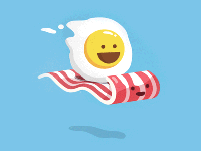 Magic Bacon Ride Animated animated bacon breakfast egg happy illustration ride simple