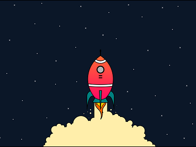 Rocketship in Outer Space design illustration minimal rocketship space vector wallpaper