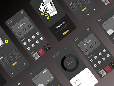 Mayarkeun - Fintech User Interface Dark Edition application black dark darkmode design electricity finance financial fintech ovo pembayaran ui uiux userexperience userinterface voucher