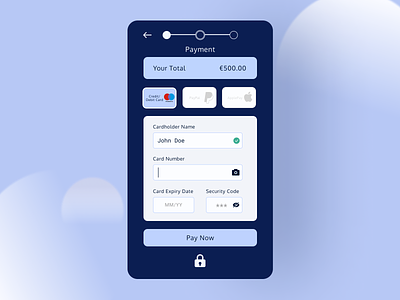 Payment page, dark mode, App UI