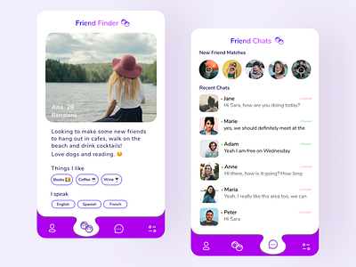 Social App UI/UX Project app app design bottom nav chat chat app clean design figma messenger messenger app navigation online dating product design social social profile ui ux