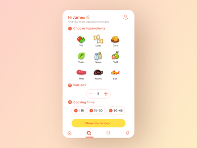 UI for a recipe app app app design clean design cooking app design figma product design recipe app recommendation ui user interface ux