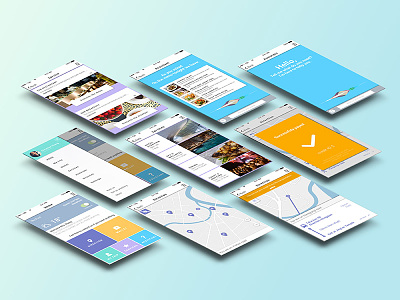 On The Go App app layout blue color hotel onthego teal ui ux