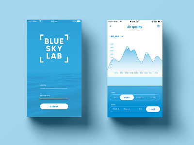 UI UX design air blue brackets filter gradient login mobile pure signup simple startup statistic