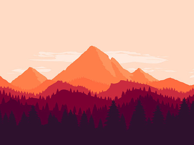 New version of flat landscape firewatch photoshop flat forest illustration landscape moutain tutorial