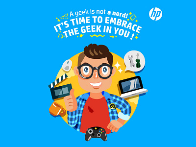 Embrace Your Geek flatdesign geek hewlett packard illustration isaindrapermana