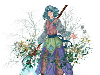 Maiden with a magic staff branding design graphic design illustration персонаж портрет растровая графика