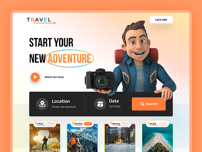 Travel Booking- Travel Agent Landing Page booking creativepeoples design landing page tourism travel travel agency travel agent travel app trip ui vector web website