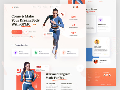 Workout Gym Landing Page cpdesign creativepeoples crossfit design fitness fitness app gym health landing page personal trainer sport training trending ui workout