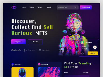 NFT Art Finance Website bitcoin bitcoin exchange bitcoin wallet blockchain cpdesign creativepeoples crypto art crypto exchange crypto wallet cryptocurrency dark ethereum ico landing page neon nft nft art token trending trendy