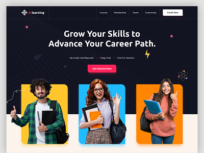 e-Learning Portal Website Landing page course cpdesign creativepeoples design e-learning education landing page learning management systems online course online education online learning online school school training trending ui university web
