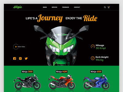Kawasaki Ninja Motorcycle Shop Landing Page