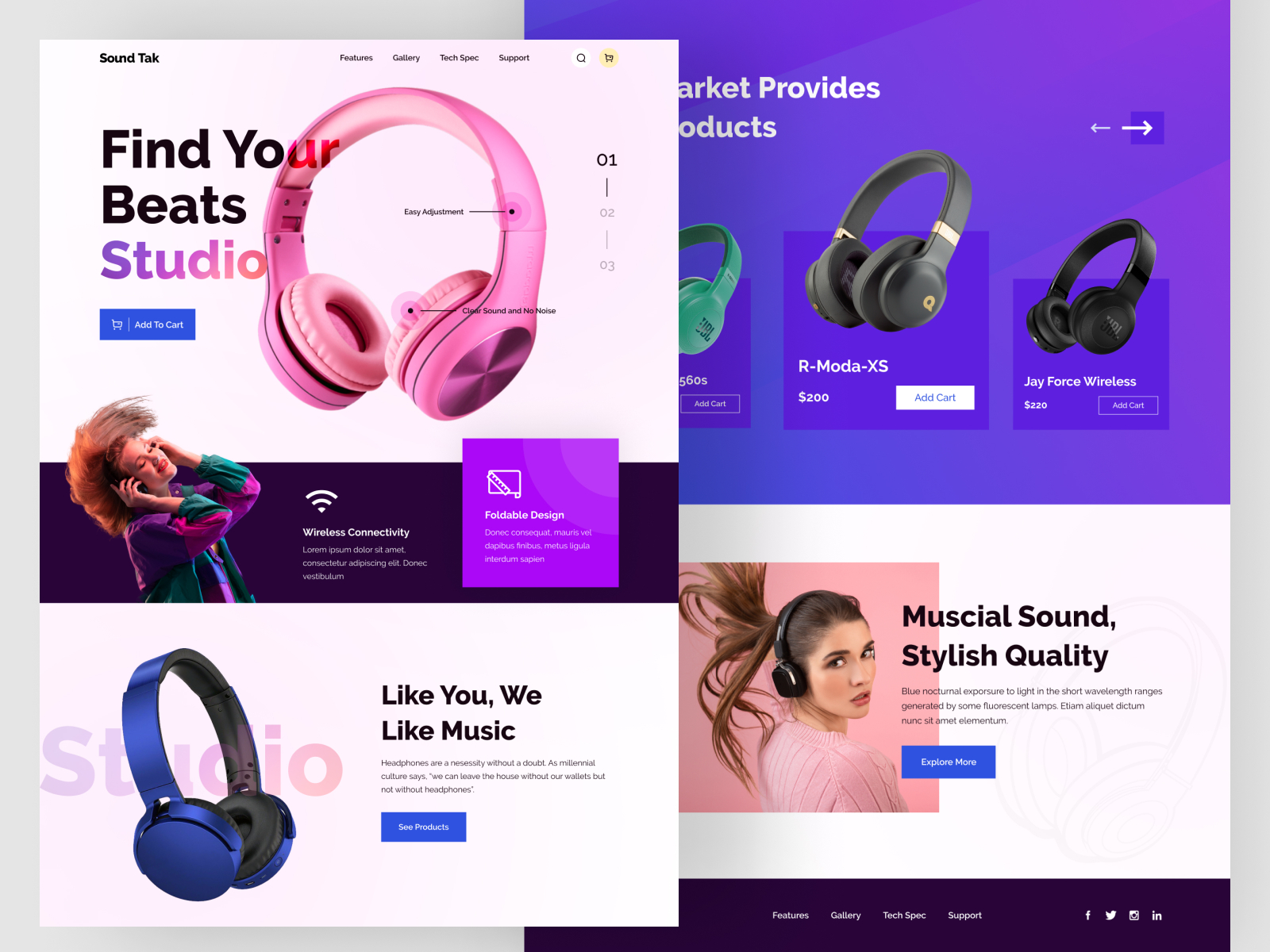 Headphone Website designs themes templates and downloadable