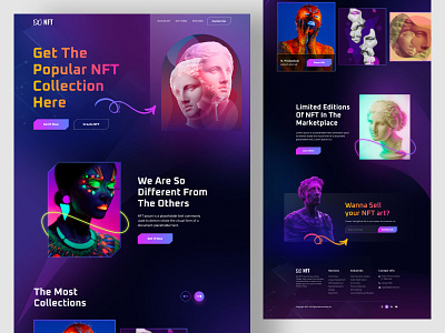 NFT Marketplace - Neon Website Landing Page cpdesign creativepeoples crypto art crypto exchange cryptocurrency dark digital coin ico landing page neon nft nft art nft landing page nft website token trending virtual coin web web design web ui