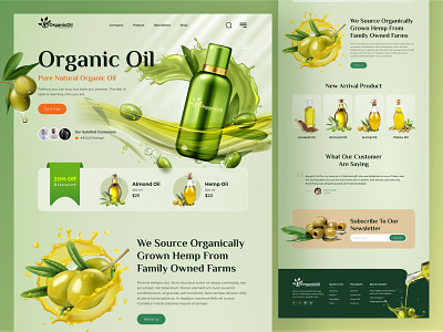 Organic Oil Landing Page beauty products cpdesign creativepeoples ecommerce essential oil gas hair oil healthy landing page natural olive olive oil online shop organic oil product design shop store trending vegan web design