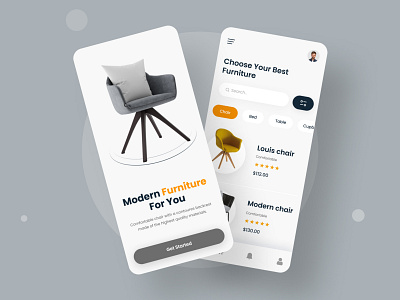 Furniture Shop Mobile App 3d android app chair cpdesign creativepeoples design ecommerce furniture furniture app ios minimal minimalist mobile app product design shop table trending ui