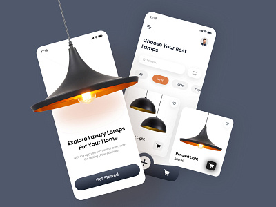Mobile App - Lamp Product app app ui bulb cpdesign creativepeoples ecommerce interior shop ios lamp lamp pendant lamp product landing page lighting mobile mobile app pendant lamp pendant store trending ux web design