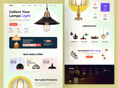 Lamps Product Landing Page bulb cpdesign creativepeoples designer lamp ecommerce interior interior shop lamp lamps landing page light lighting pendant lamp pendant store product design shadow trending typography web web design
