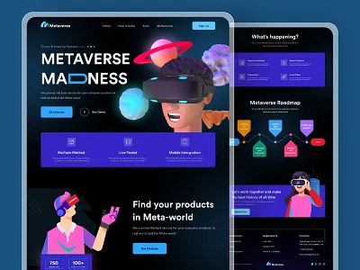 Metaverse - Landing Page Design 3d illustrations ar augmented cpdesign creativepeoples landing page meta meta verse meta world metaverse metaverse landing page metaverse website trending typography virtual reality virtual web vr web web design web ui