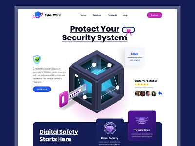 Cyber Security Service Landing Page cpdesign creativepeoples cyber cybersecurity hacker landing page protection security shield trending web web design