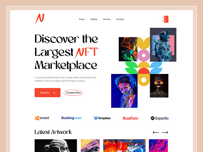NFT Marketplace Website animation art gallery bitcoin buy cpdesign creativepeoples crypto art landing page nft nft art nft landing page nft marketplace nft website nfts purchase sell token trending web web design