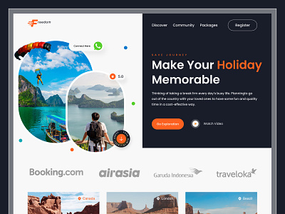 Freedom - Travel Landing Page ✈️ adventure booking booking app cpdesign creativepeoples explore landing page tour tourism travel travel agency travel booking travel landing page travel website travelling trending trip vacation web web design