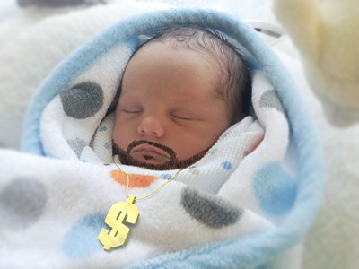 Baby Cash baby baby beard beard doller doller necklace slcdribbble fun illustration money newborn photoshop