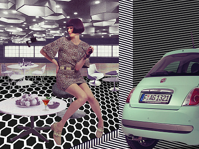 Ritorno al Futuro collage editorial fashion fiat illustration intersection vintage