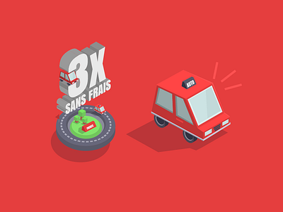 Driving school illustration isometric