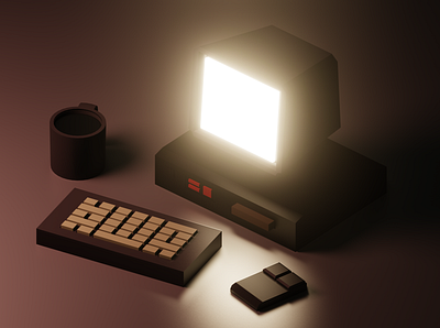 Blender. Old computer. 3d blender