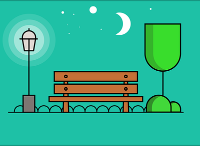 Park in the evening illustration