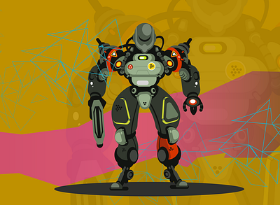 Man character robot branding design illustration logo ui