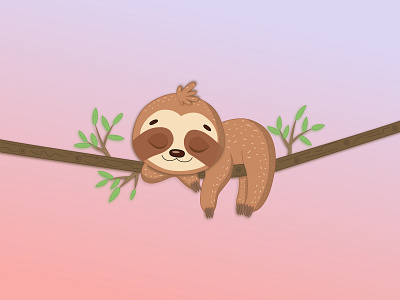 Sleepy Sloth cartoon design graphic design illustration mascot vector