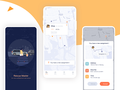 App for business personnel to receive orders and rescue design ui