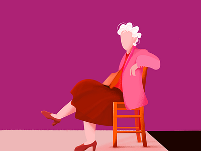 A fashionable old lady design illustration ui 插图