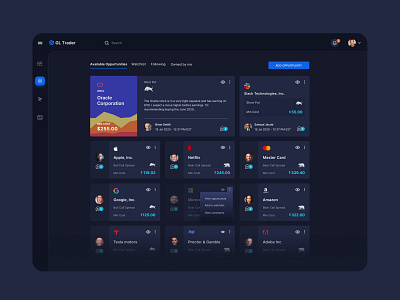 Trading application UI