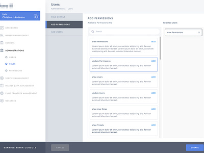 Add Permissions - Banking Admin by RajivB. on Dribbble