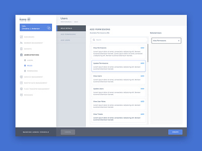Add Permissions - Banking Admin
