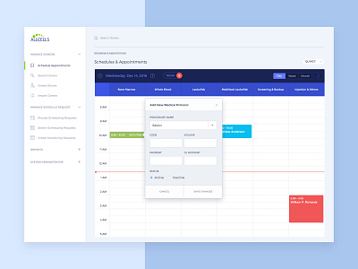 Schedule Appointment - Donor Mngmt System admin app application clean dashboard design interface design medical medical care minimal scheduler ui ux visual visual design web web application