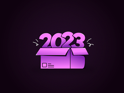 Unboxing 2023 2023 box celebration dark design illustration joyous new year purple unboxing vector