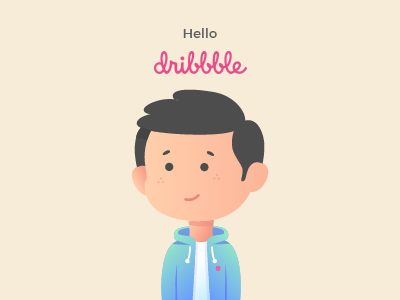 Hello Dribbble character hello hey illustration new player portrait self