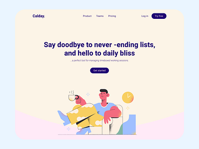 Landing page for mobile app | time management. app design illustration landing management time ui uiux ux web