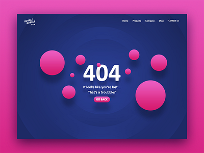 Dubble Bubble 404 Page. 404 bubble daily ui error gum pink ui user interface